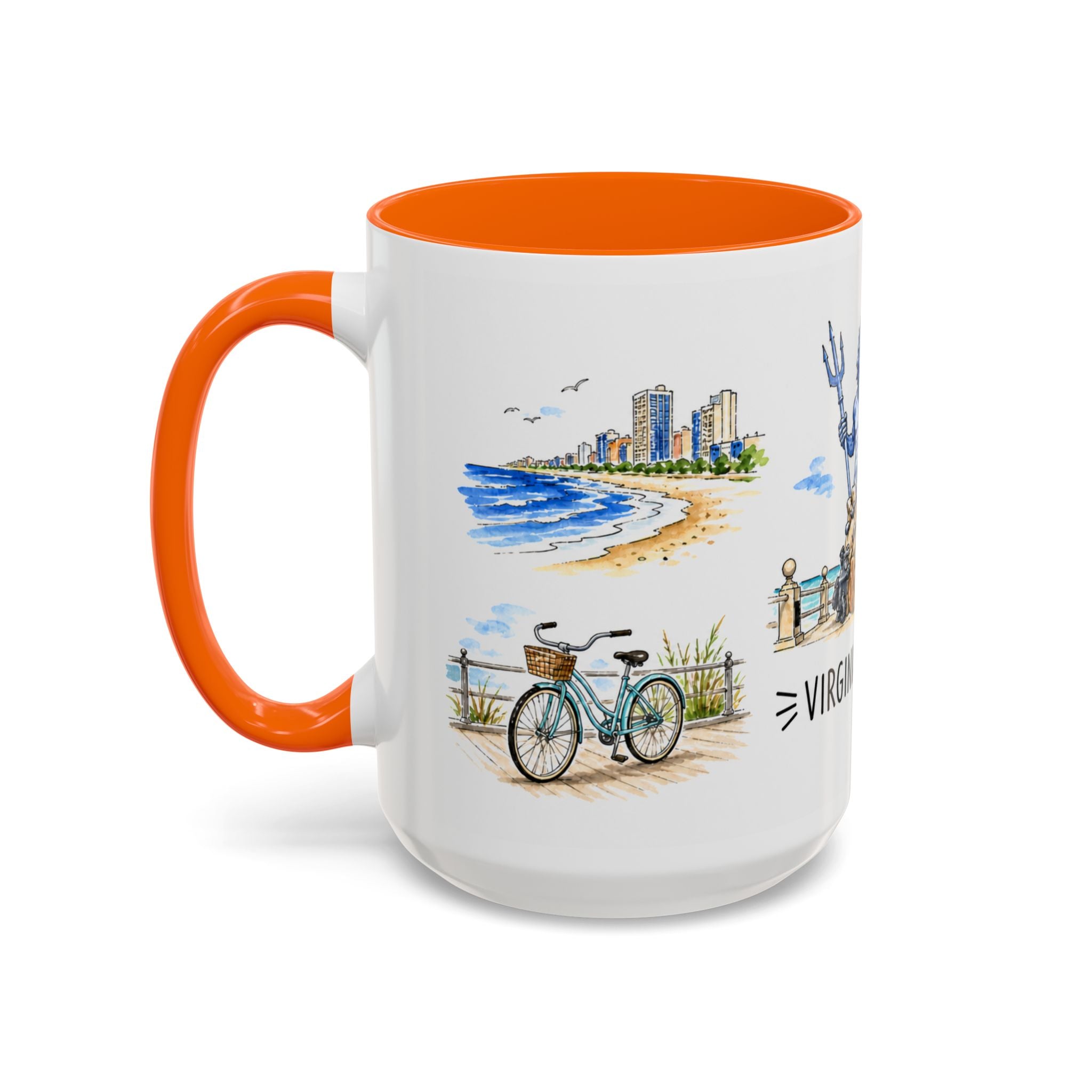 Virginia Beach Illustrated Travel Mug | City Souvenir Accent Coffee Mug | 11oz 15oz Ceramic Cup