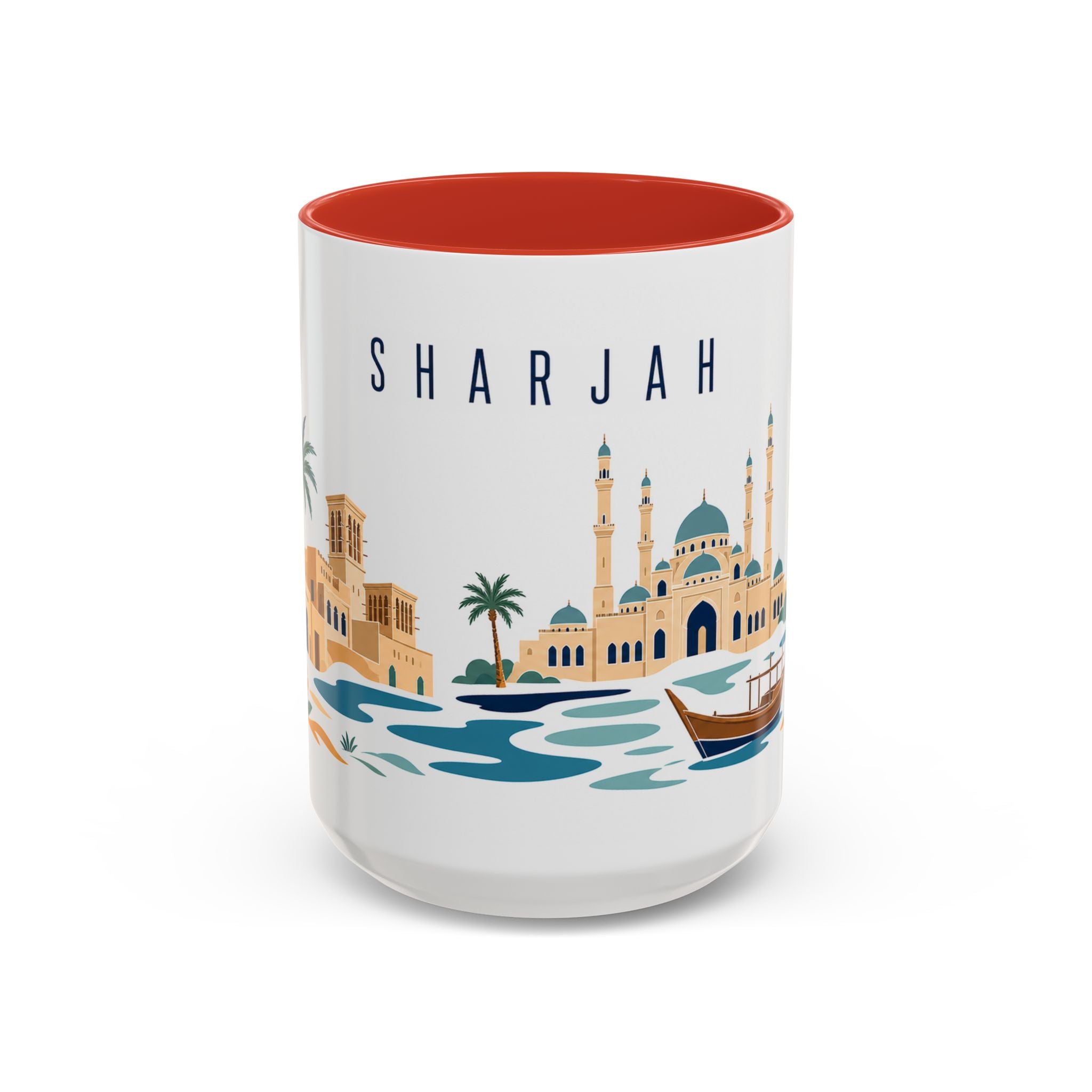 Sharjah Coffee Mug | United Arab Emirates Travel Souvenir | Porcelain Decal City Gift | 11oz 15oz Accent Mug