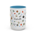 Nashville Christmas Mug | Watercolor City Souvenir, Acoustic Guitar, Harmonica (11oz 15oz)