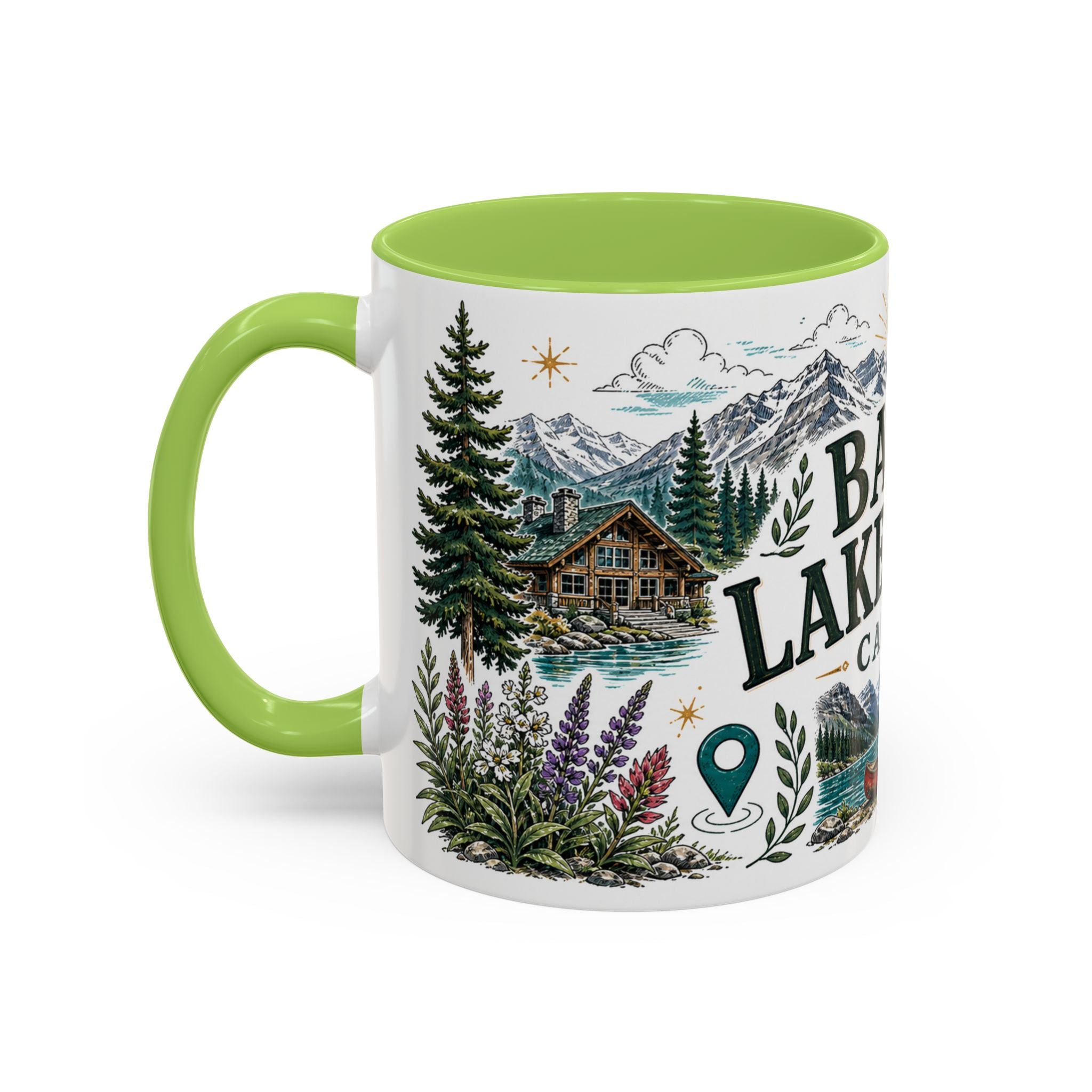 Banff Lake Louise Coffee Mug | Travel Destination Souvenir Gift | Accent Color Ceramic 11oz 15oz