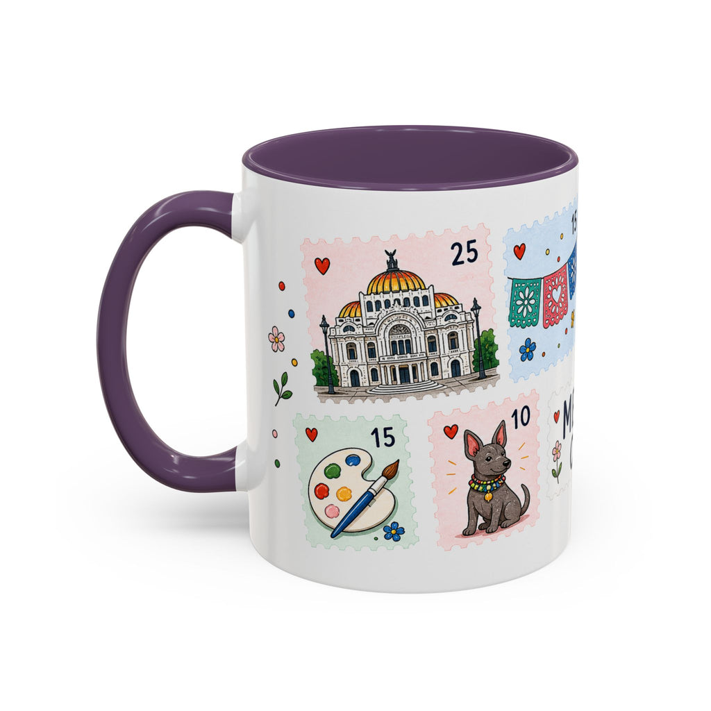 Mexico City Coffee Mug | Postage Stamp Collage Mug | Travel Souvenir Accent Cup 11oz 15oz