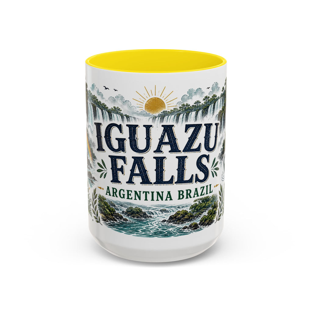Iguazu Falls Coffee Mug | Travel Destination Souvenir Gift | Accent Color Ceramic 11oz 15oz