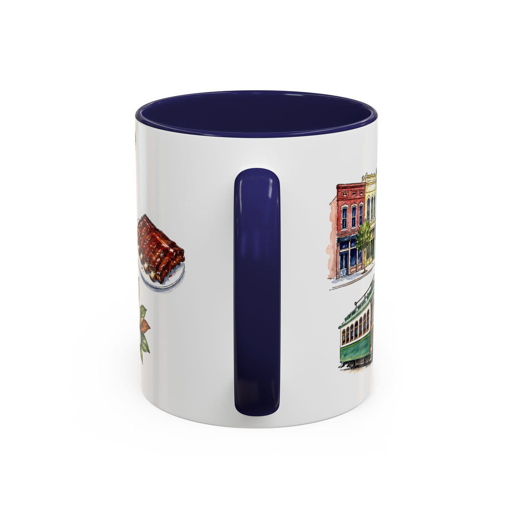 Memphis Illustrated Travel Mug | City Souvenir Accent Coffee Mug | 11oz 15oz Ceramic Cup