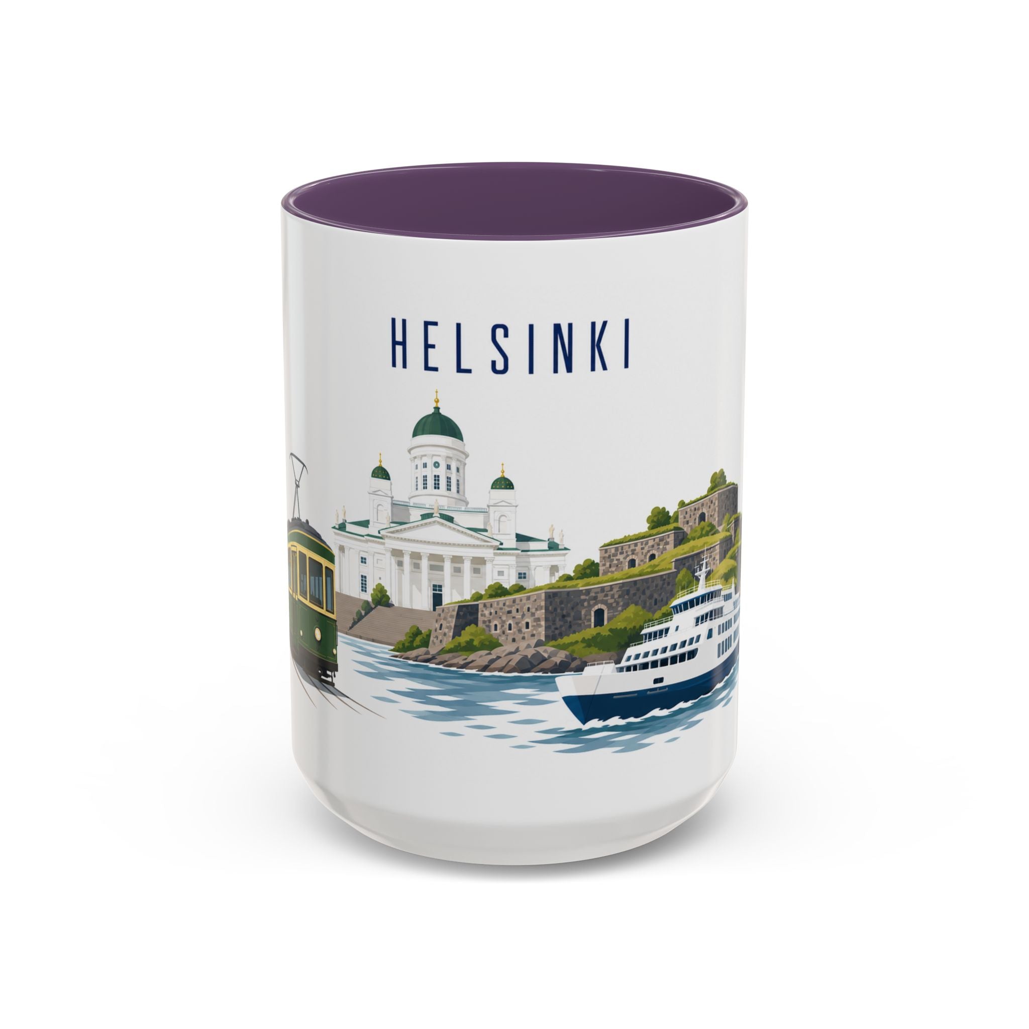 Helsinki Coffee Mug | Finland Travel Souvenir | Porcelain Decal City Gift | 11oz 15oz Accent Mug