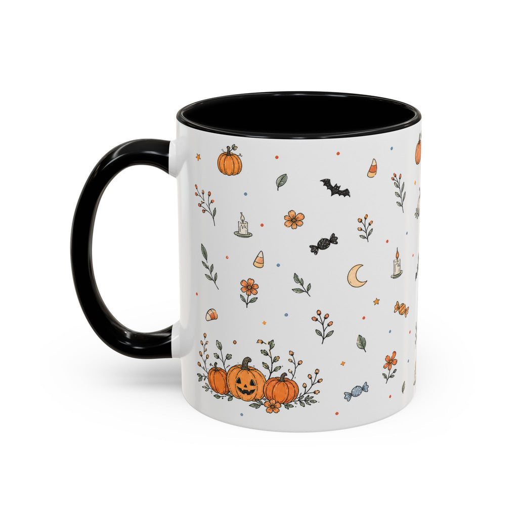 Halloween Party Mug | Ghost Black Cat Candy Watercolor Gift | Accent Cup 11oz 15oz