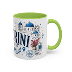 Santorini Coffee Mug | Travel Destination Souvenir Gift | Accent Color Ceramic 11oz 15oz