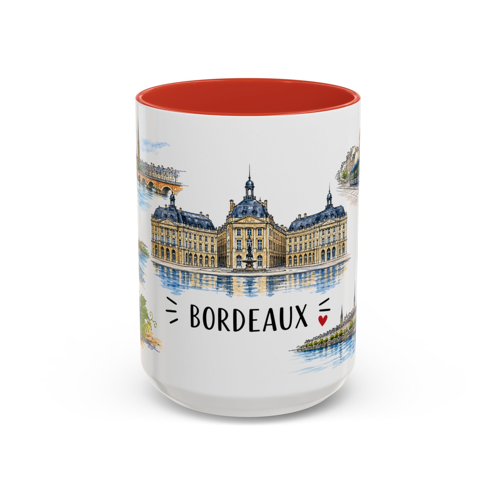 Bordeaux Illustrated Travel Mug | City Souvenir Accent Coffee Mug | 11oz 15oz Ceramic Cup