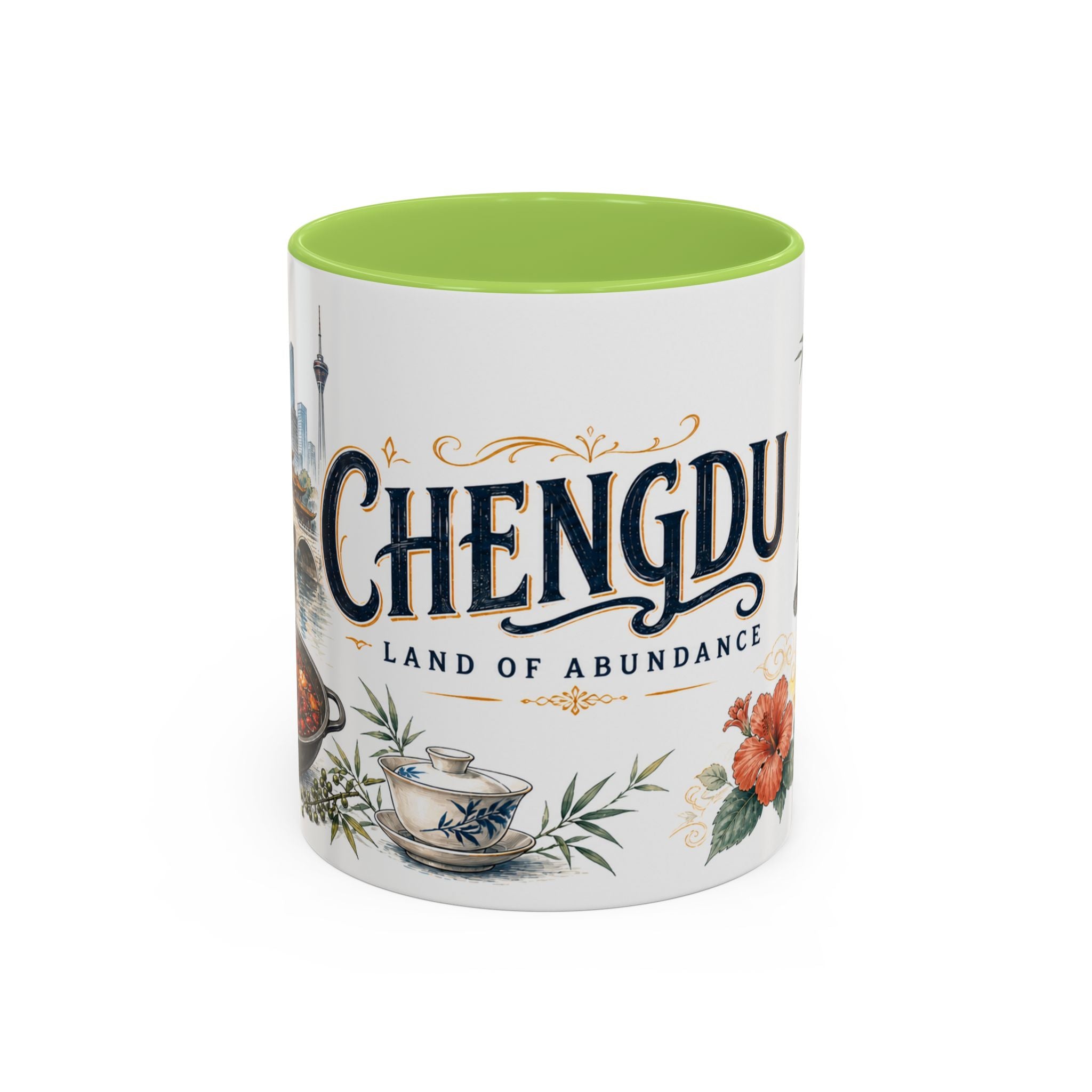 Chengdu Coffee Mug | China Travel Souvenir | Vintage Illustrated City Gift | 11 oz 15 oz Accent Mug
