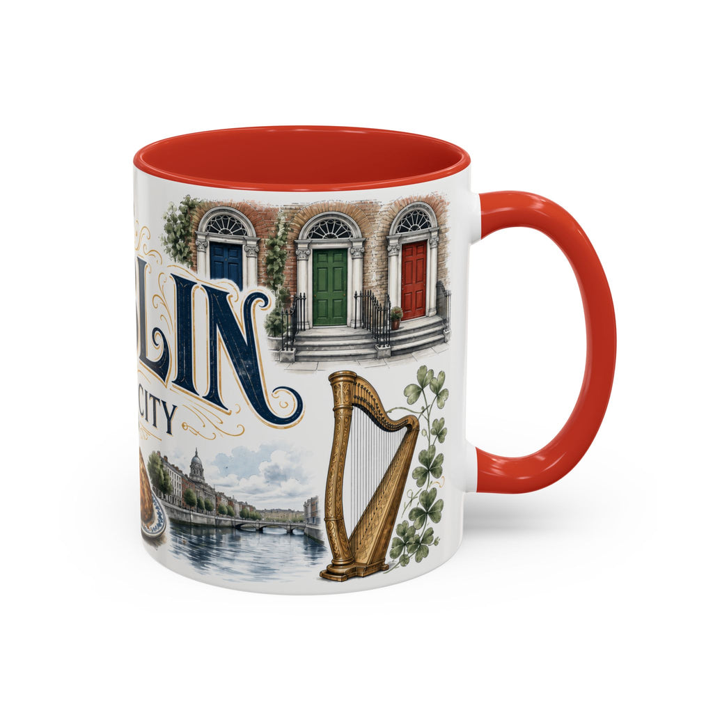 Dublin Coffee Mug | Ireland Travel Souvenir | Vintage Illustrated City Gift | 11 oz 15 oz Accent Mug