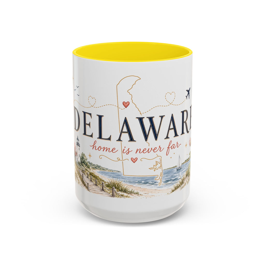 Delaware State Map Mug | Botanical Beach Accent Coffee Cup (11oz/15oz)