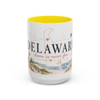 Delaware State Map Mug | Botanical Beach Accent Coffee Cup (11oz/15oz)