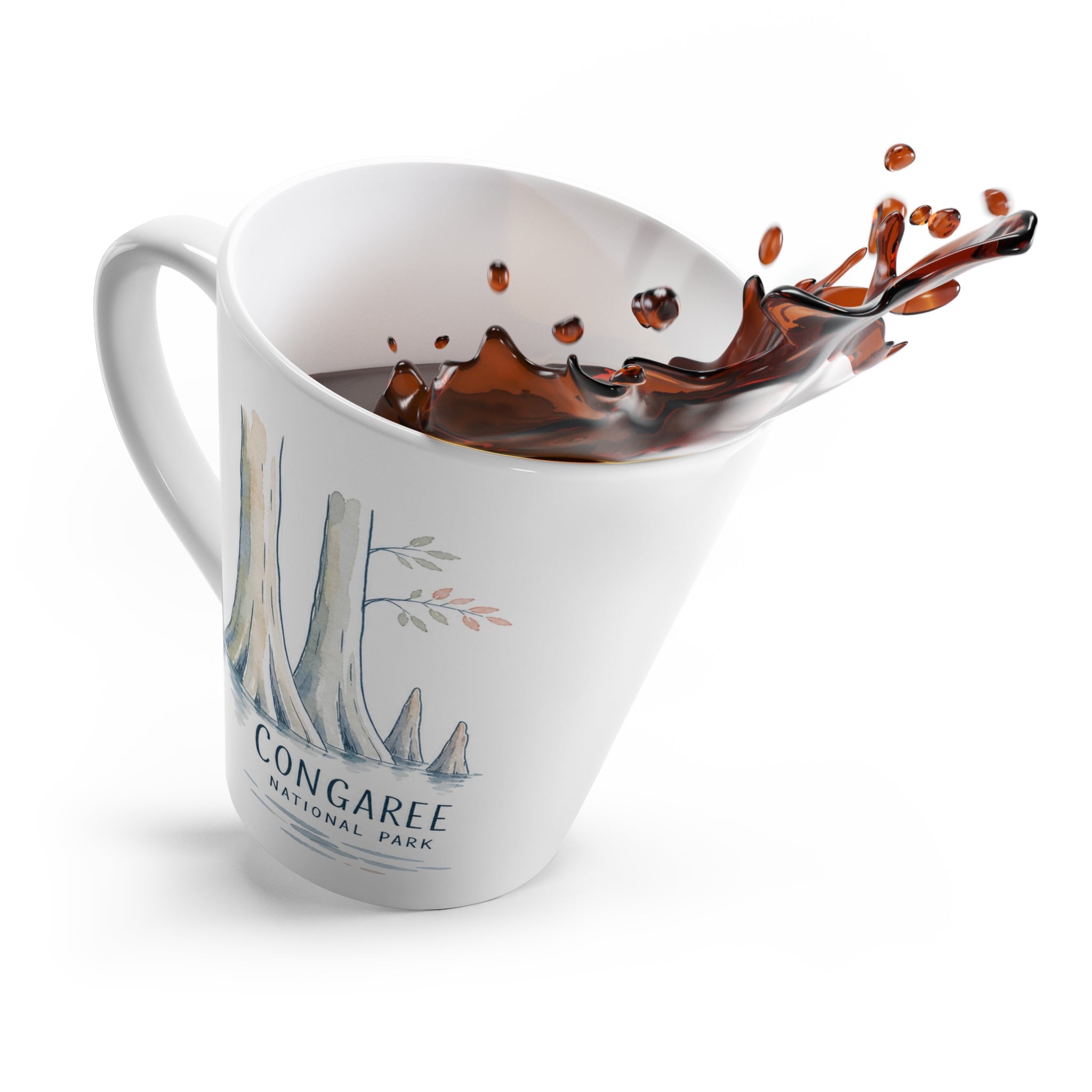 Congaree National Park Latte Mug | Pastel Watercolor Nature Coffee Cup | 12 oz Travel Souvenir Gift