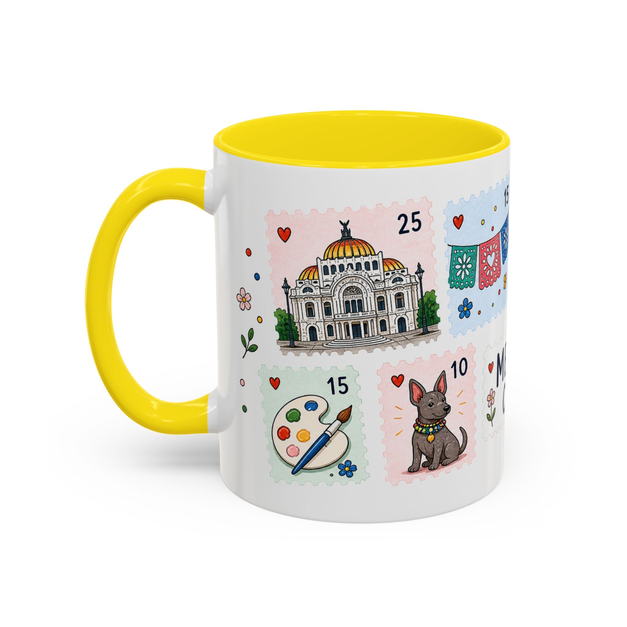 Mexico City Coffee Mug | Postage Stamp Collage Mug | Travel Souvenir Accent Cup 11oz 15oz