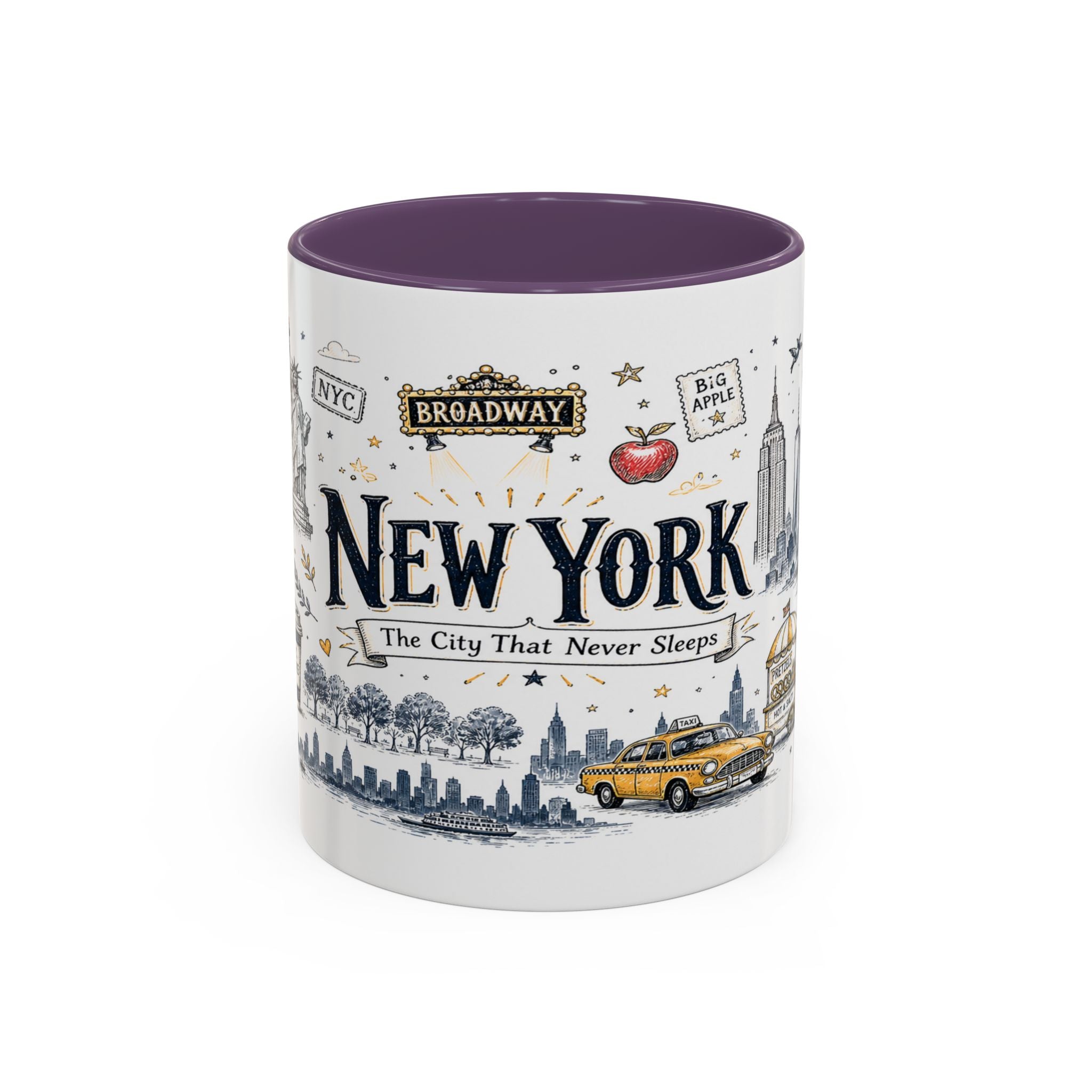 New York City Coffee Mug | New York Souvenir Travel Gift | Accent Color Ceramic 11oz 15oz
