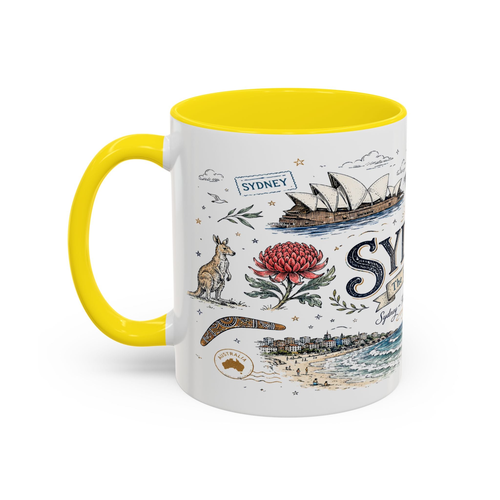 Sydney Coffee Mug | Australia Souvenir Travel Gift | Accent Color Ceramic 11oz 15oz