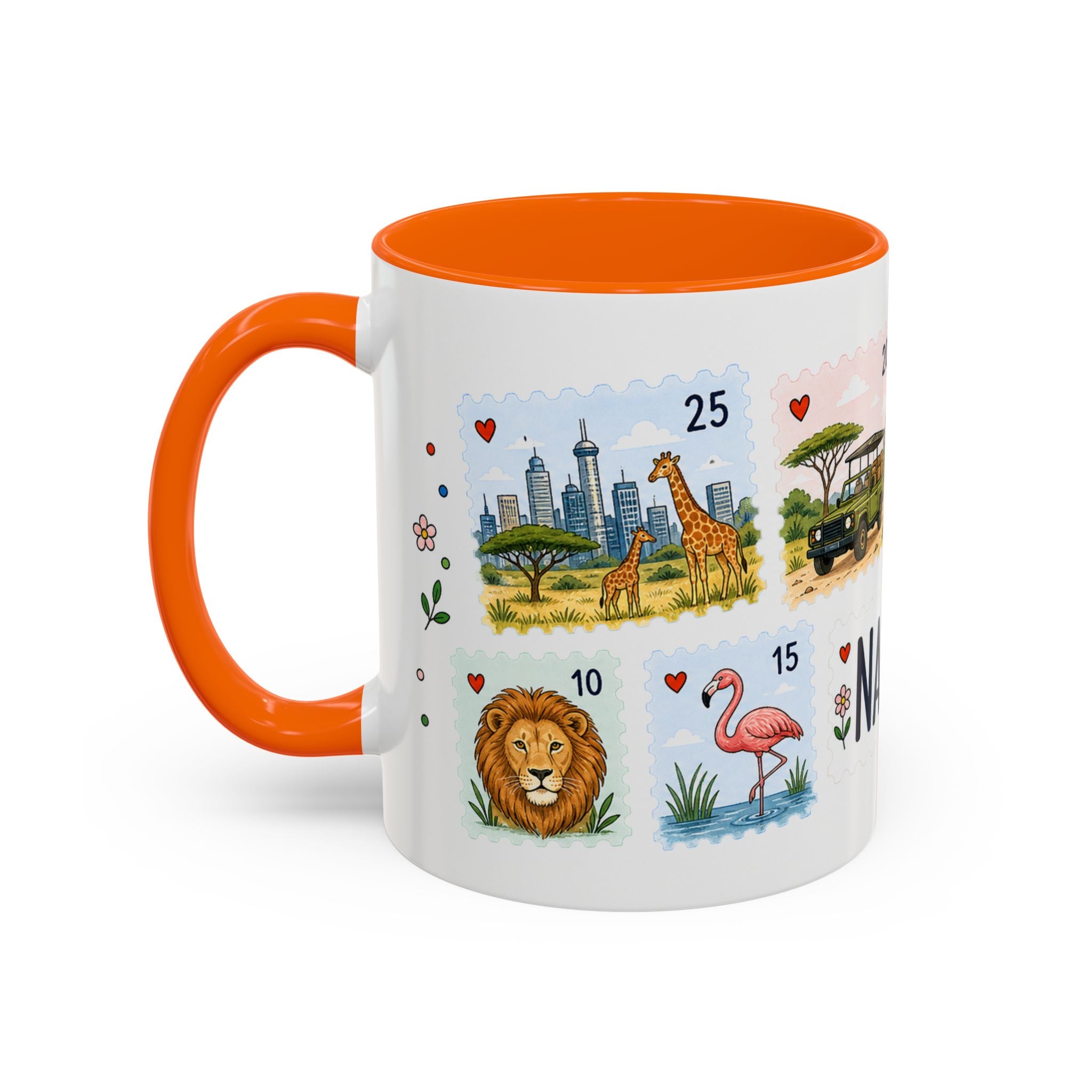 Nairobi Coffee Mug | Postage Stamp Collage Mug | Travel Souvenir Accent Cup 11oz 15oz
