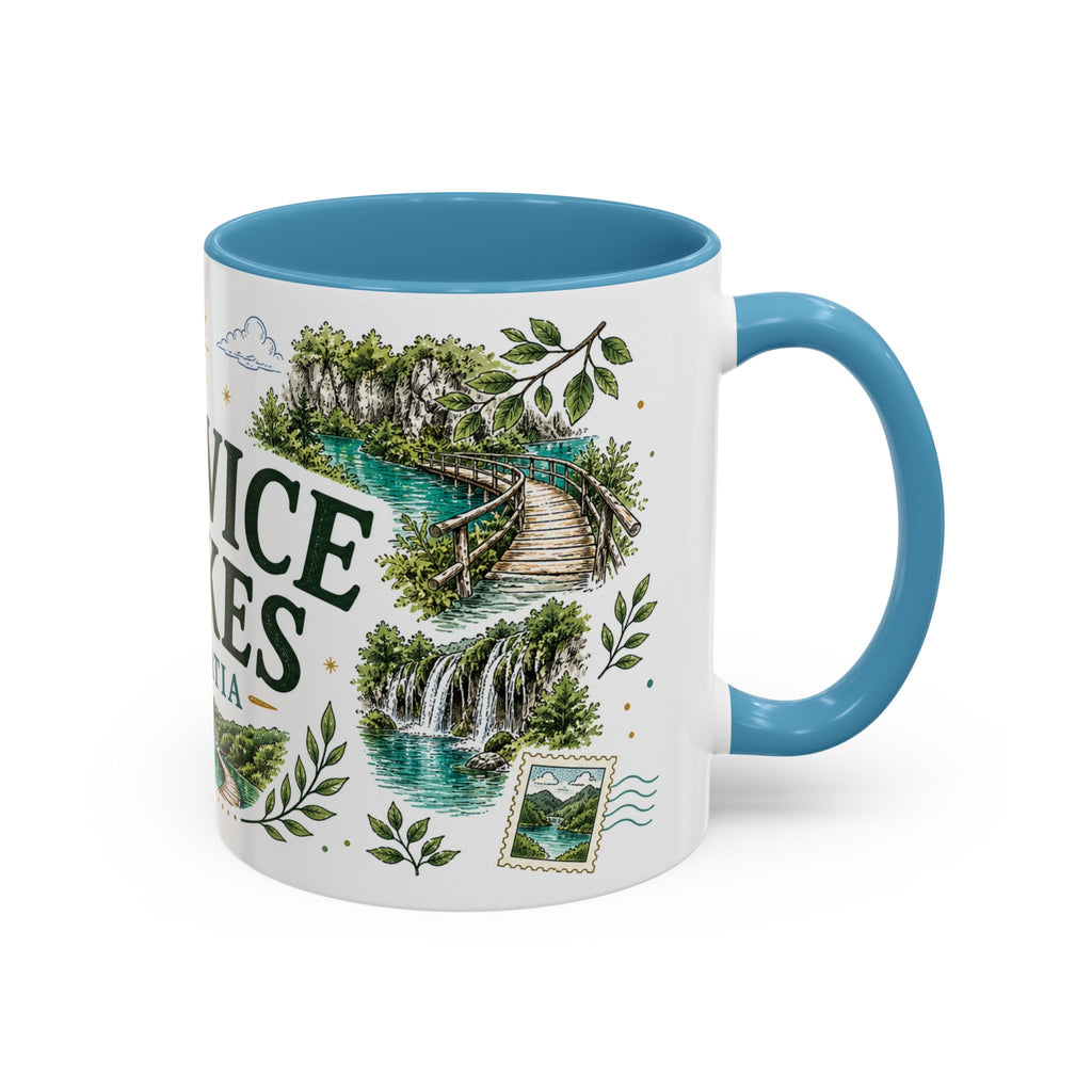 Plitvice Lakes Coffee Mug | Travel Destination Souvenir Gift | Accent Color Ceramic 11oz 15oz