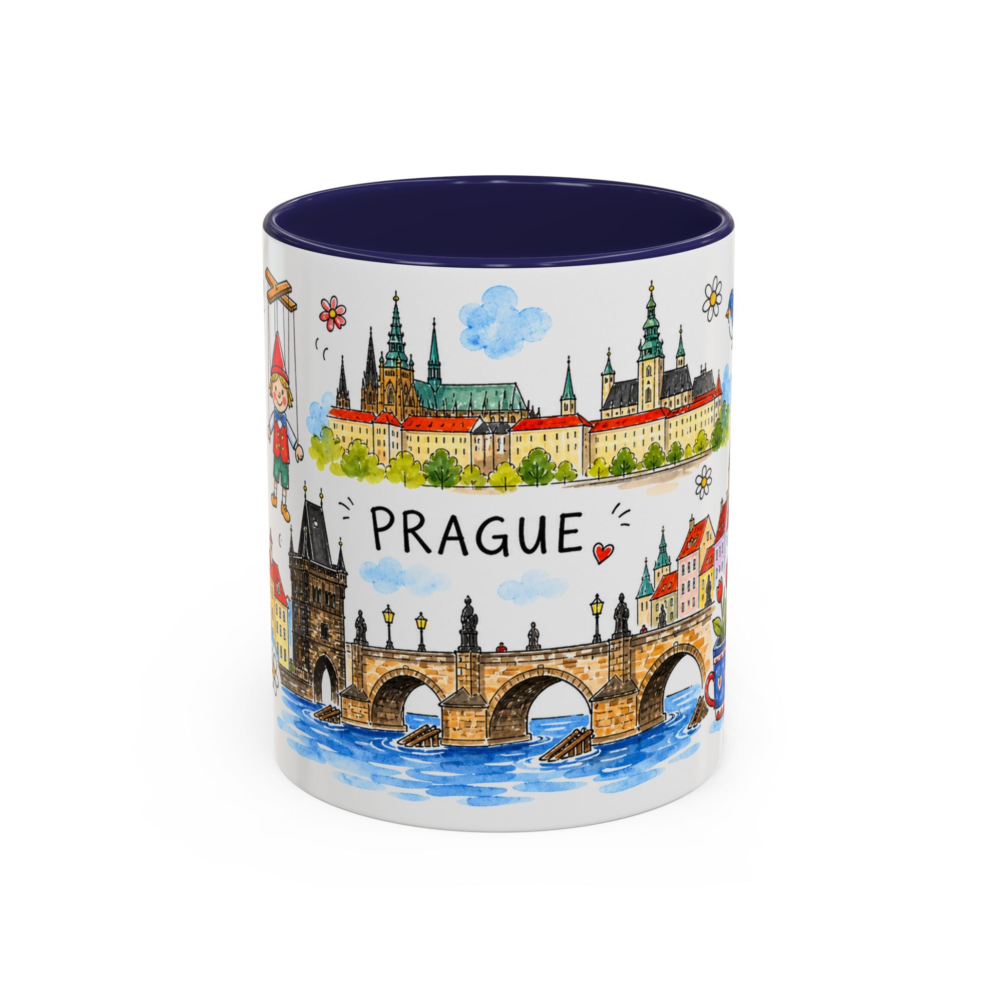 Prague Travel Mug | European City Souvenir Accent Coffee Mug | 11oz 15oz Ceramic Cup