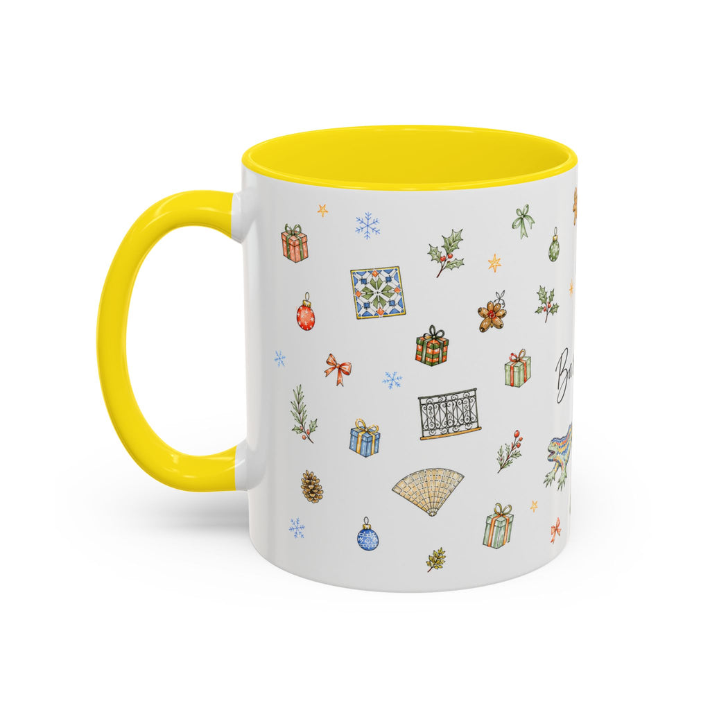 Barcelona Christmas Mug | Watercolor City Souvenir, Ceramic Coffee Cup (11oz/15oz)