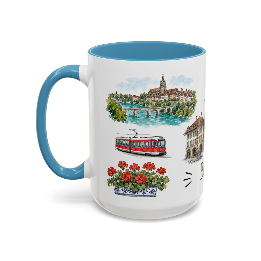 Bern Illustrated Travel Mug | City Souvenir Accent Coffee Mug | 11oz 15oz Ceramic Cup