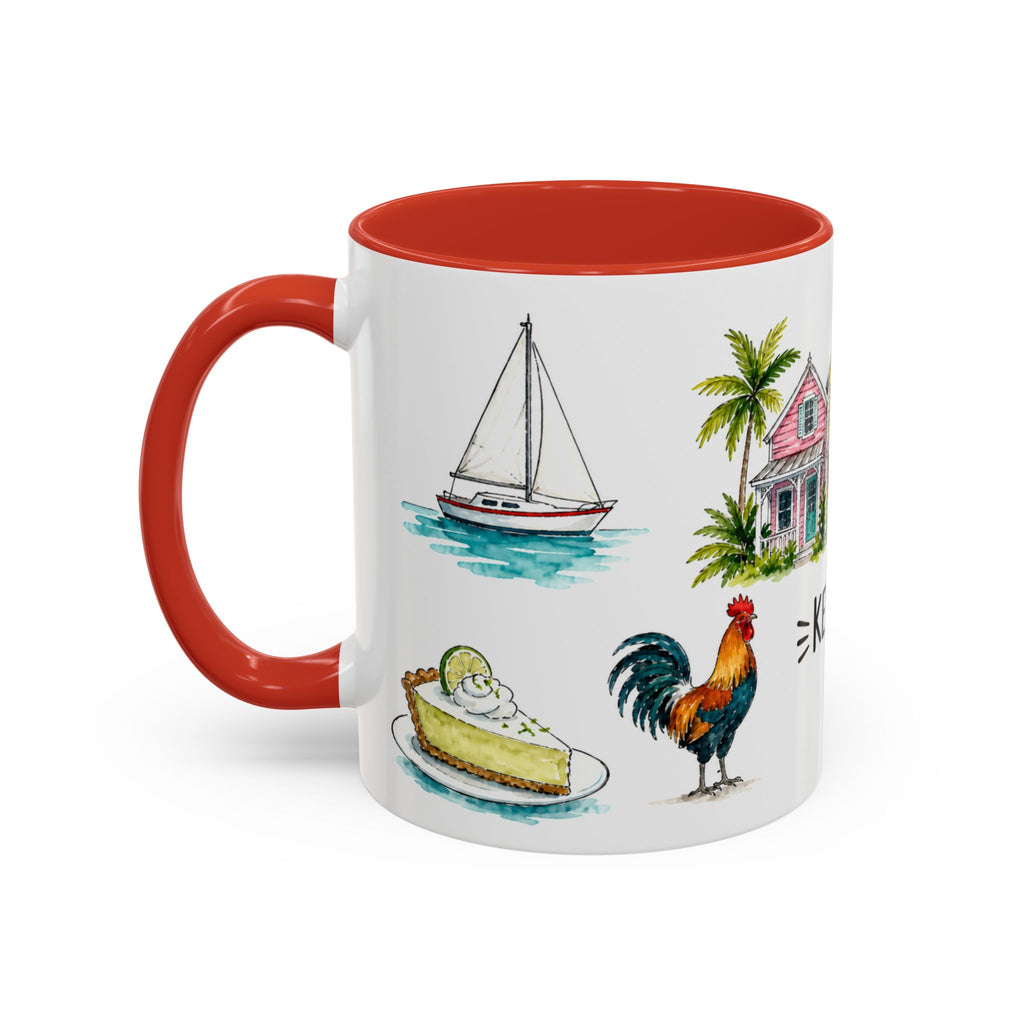 Key West Illustrated Travel Mug | City Souvenir Accent Coffee Mug | 11oz 15oz Ceramic Cup