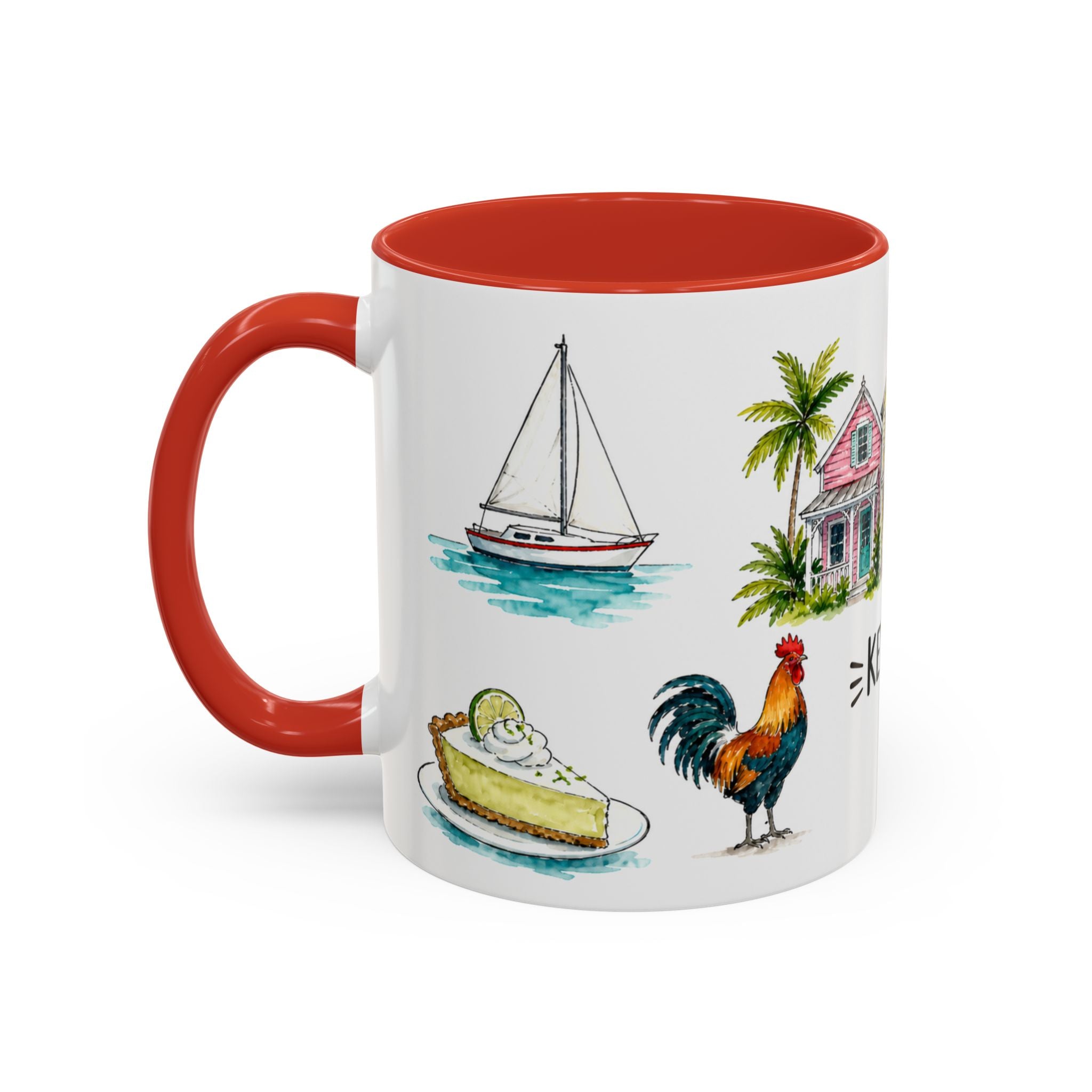 Key West Illustrated Travel Mug | City Souvenir Accent Coffee Mug | 11oz 15oz Ceramic Cup