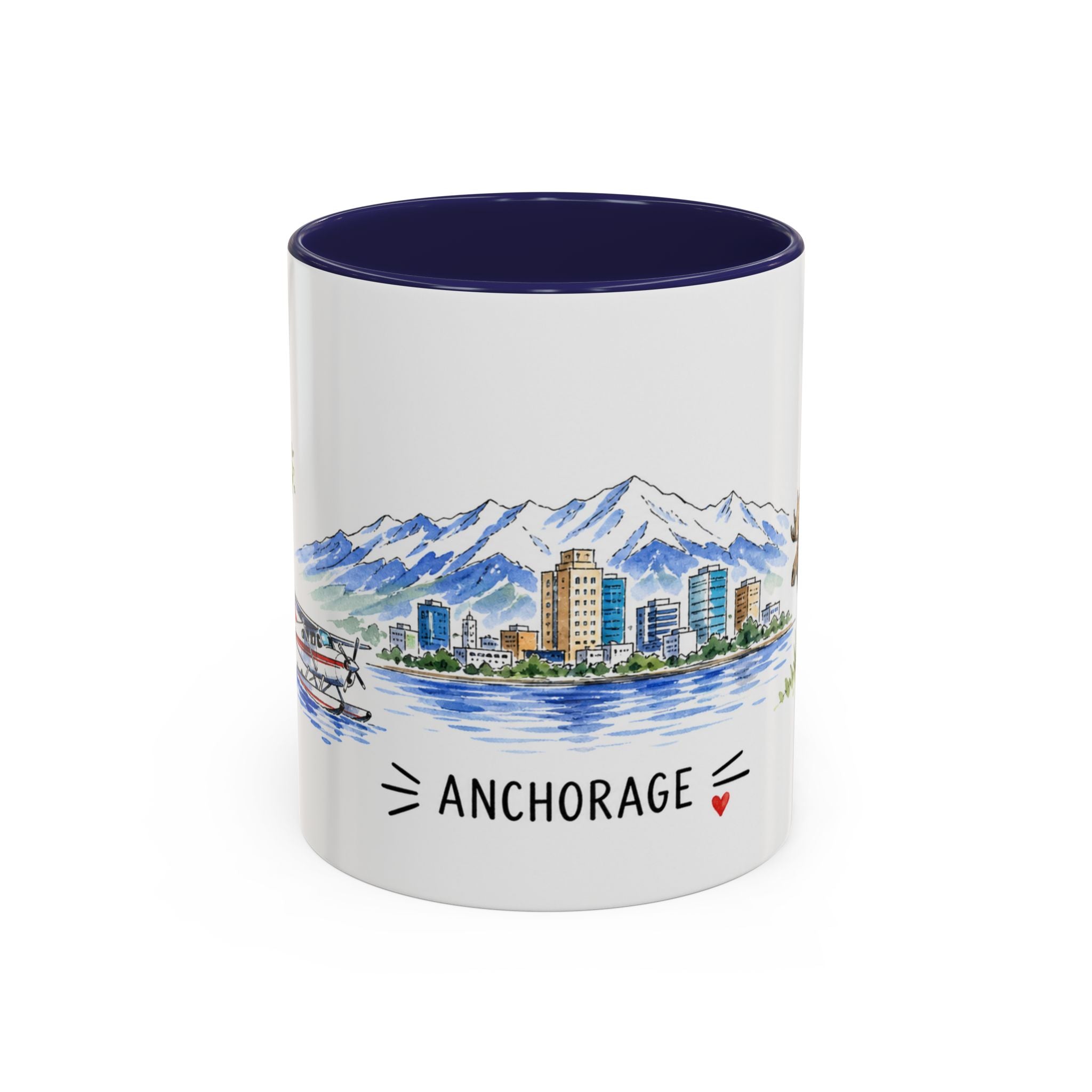 Anchorage Illustrated Travel Mug | City Souvenir Accent Coffee Mug | 11oz 15oz Ceramic Cup