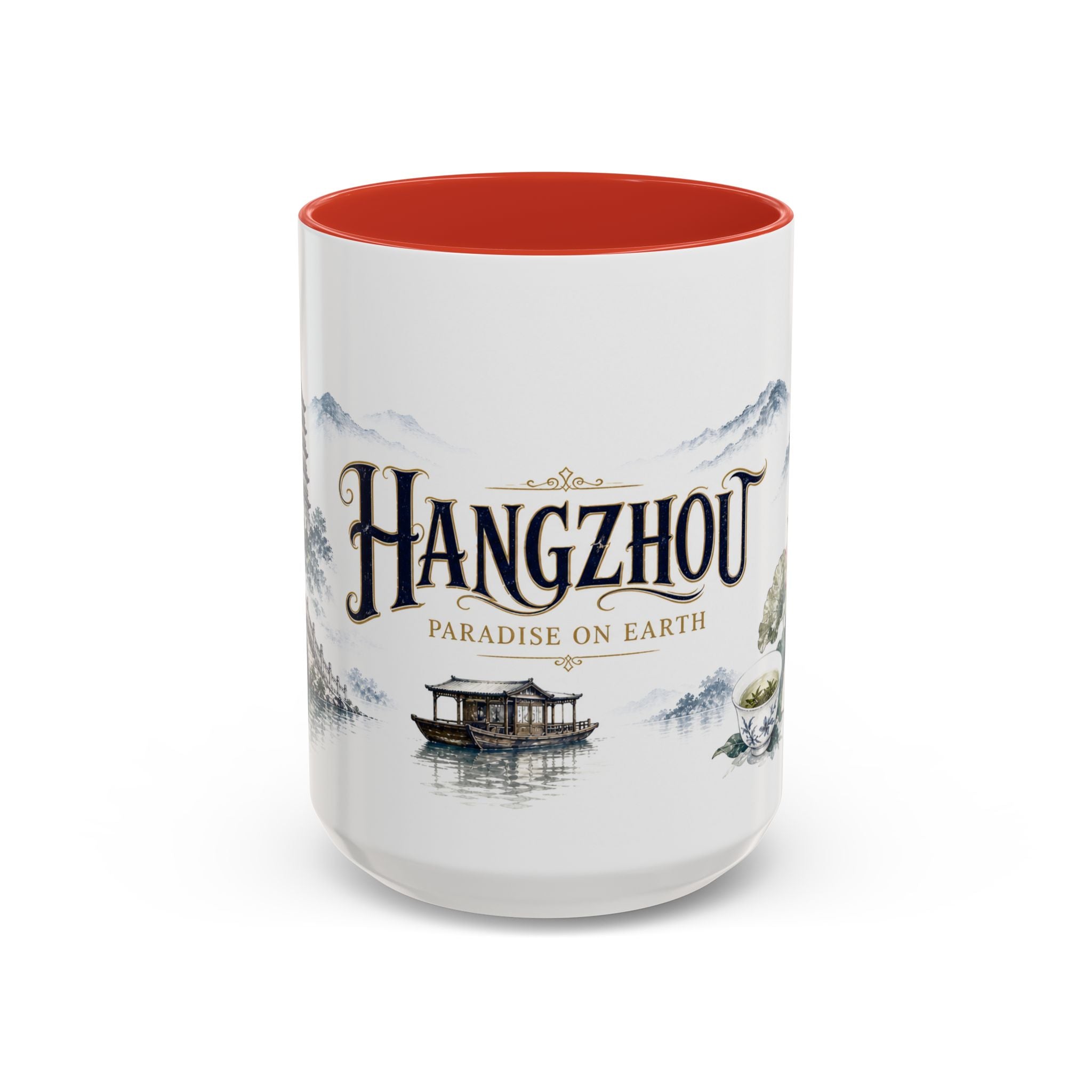 Hangzhou Coffee Mug | China Travel Souvenir | Vintage Illustrated City Gift | 11 oz 15 oz Accent Mug