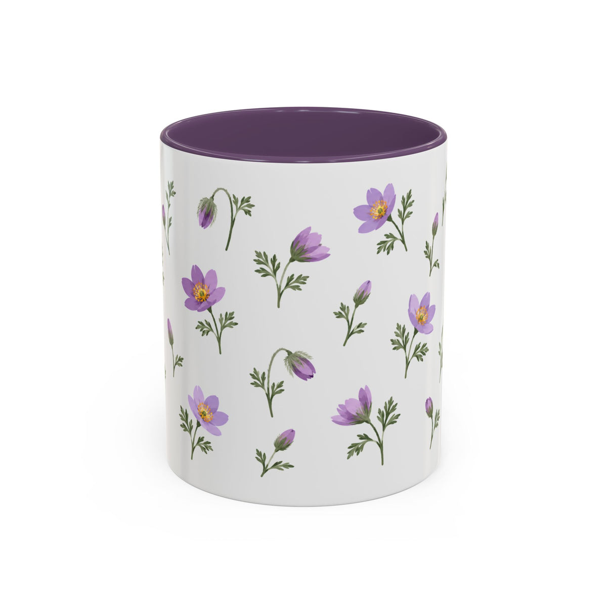 South Dakota Pasque Flower Mug, State Flower Floral Coffee Cup, 11oz Botanical Gift