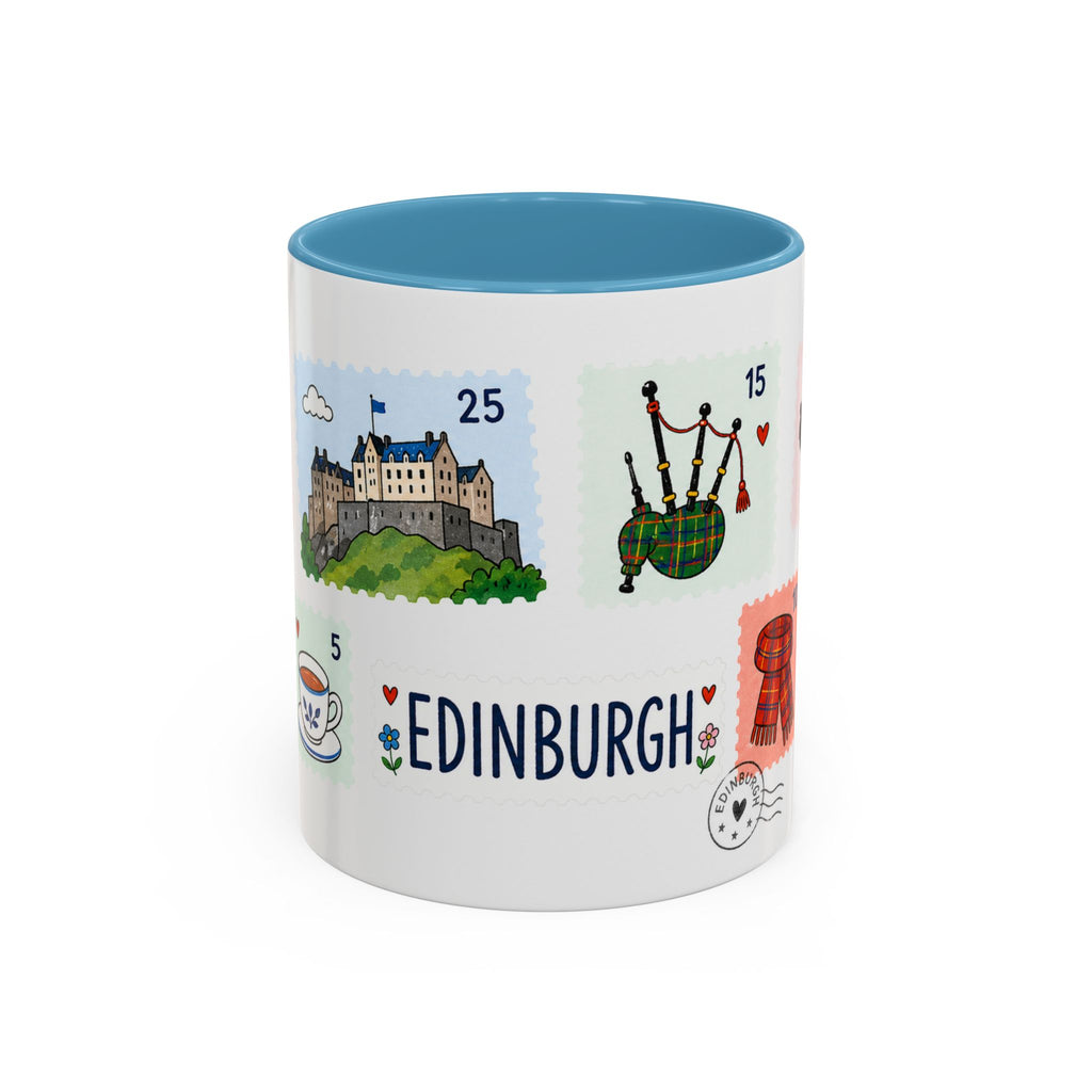Edinburgh Coffee Mug | Postage Stamp Collage Mug | Travel Souvenir Accent Cup 11oz 15oz