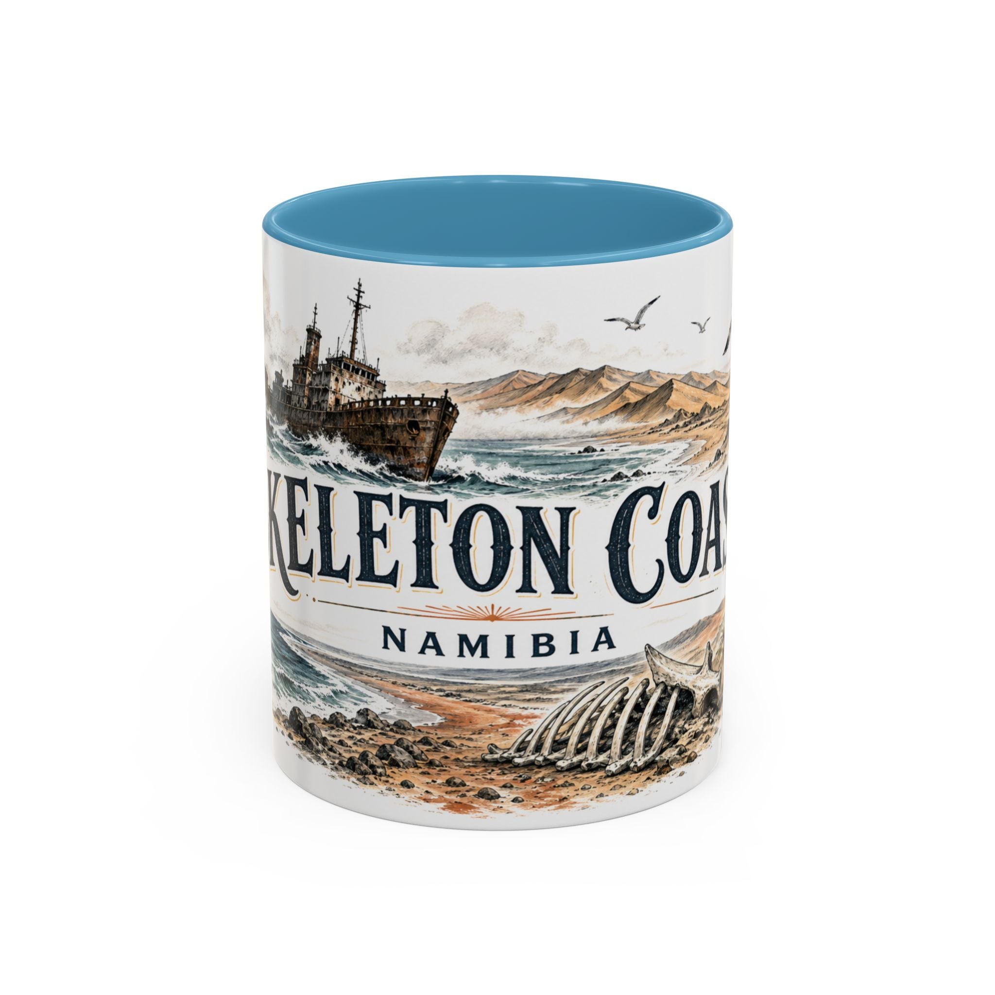 Skeleton Coast Mug, Namibia Travel Souvenir, Bucket List Gift, Accent Ceramic Coffee Mug 11oz 15oz