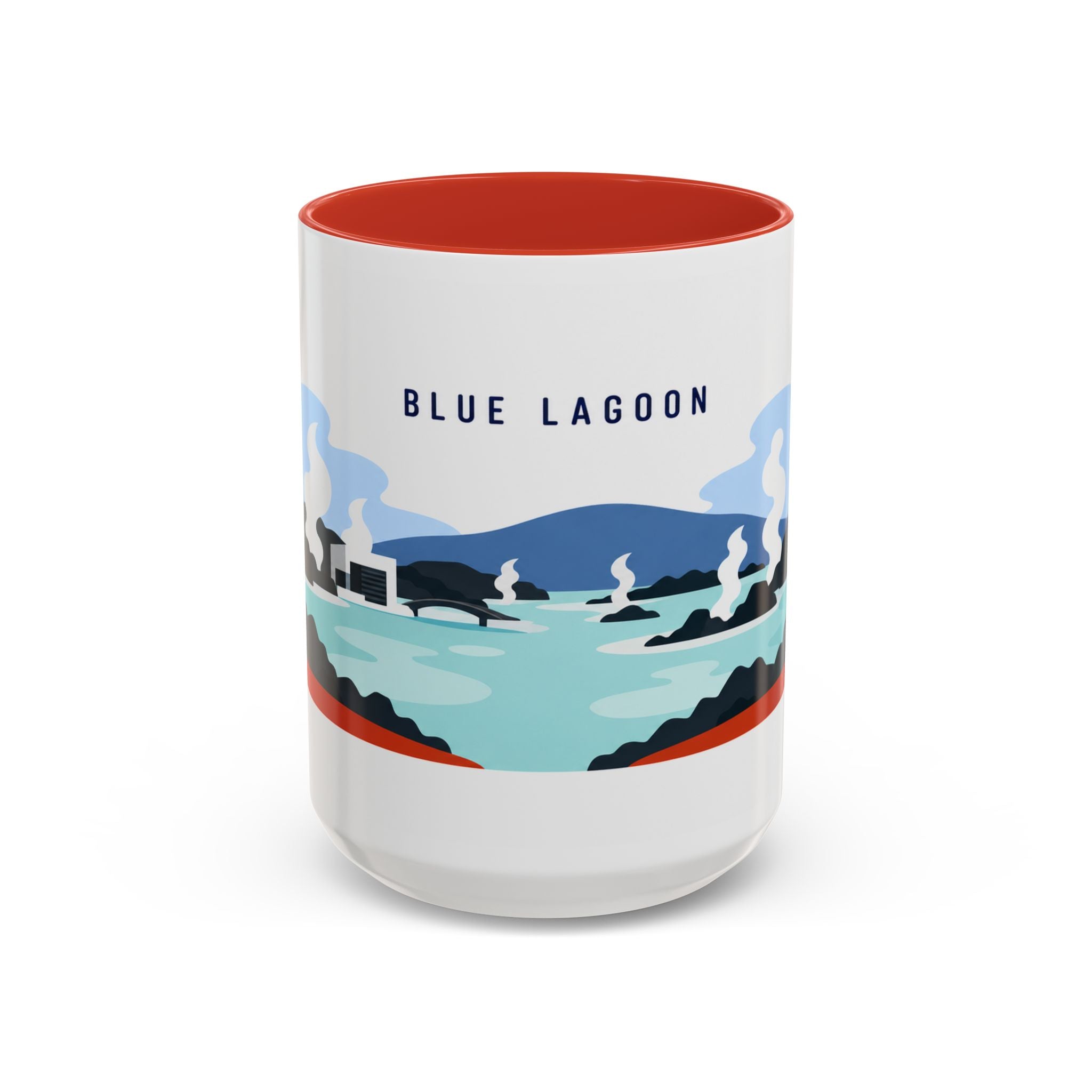 Blue Lagoon Coffee Mug | Travel Destination Souvenir Gift | Accent Color Ceramic 11oz 15oz