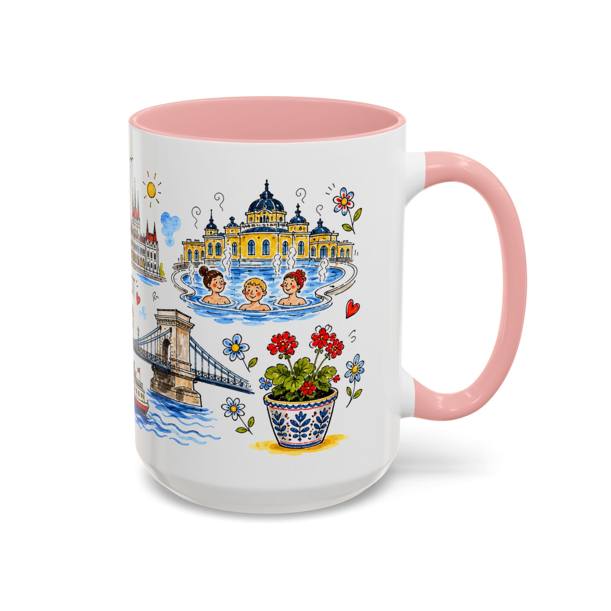 Budapest Travel Mug | European City Souvenir Accent Coffee Mug | 11oz 15oz Ceramic Cup