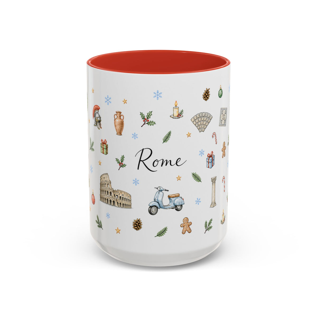 Rome Christmas Mug | Watercolor City Souvenir | Ceramic Coffee Cup