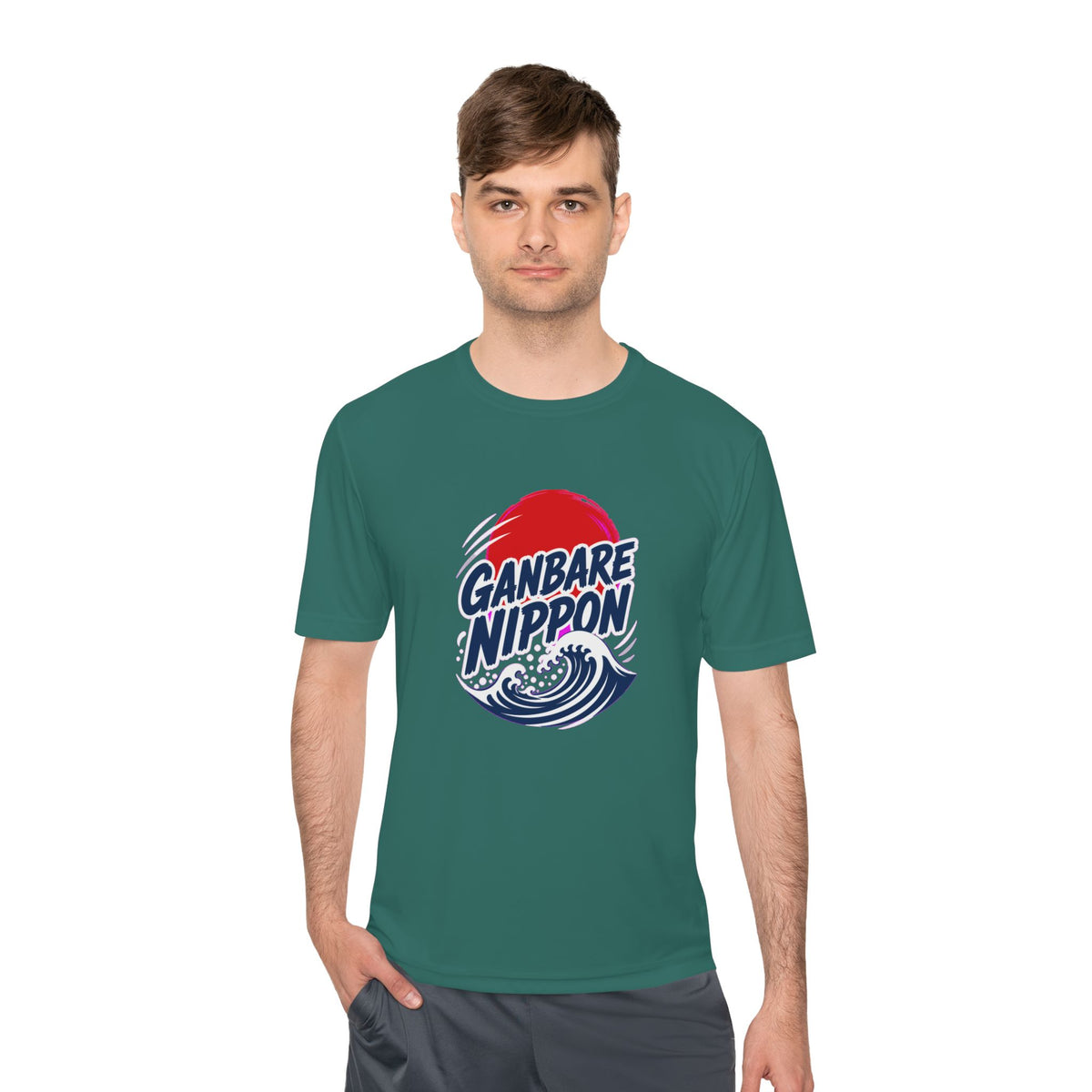 Japan Soccer Fan Shirt, Ganbare Nippon Sport Tee, Moisture Wicking Performance