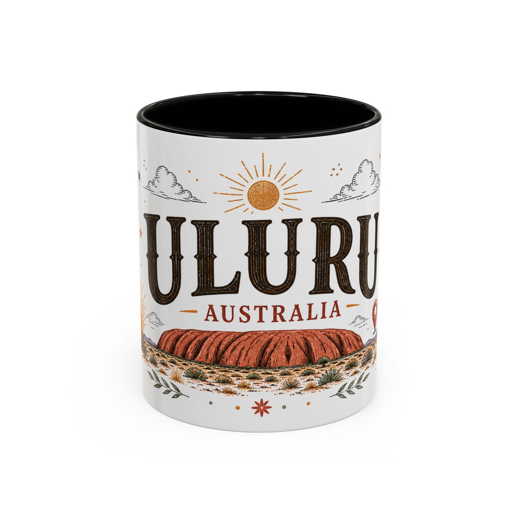 Uluru Coffee Mug | Travel Destination Souvenir Gift | Accent Color Ceramic 11oz 15oz