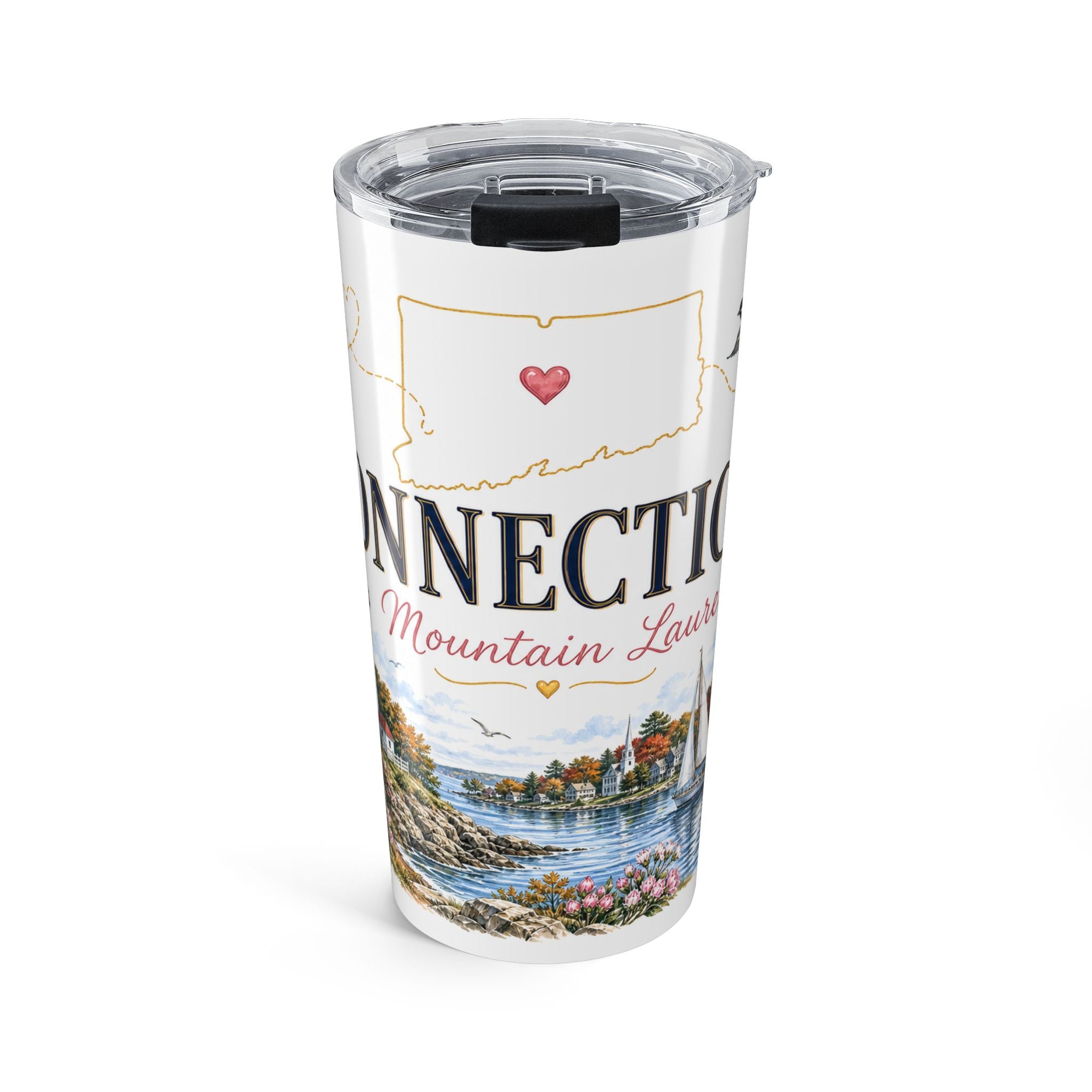 Connecticut State Flower 20oz Tumbler | Mountain Laurel Botanical State Flower Gift | Insulated Stainless Steel Travel Cup