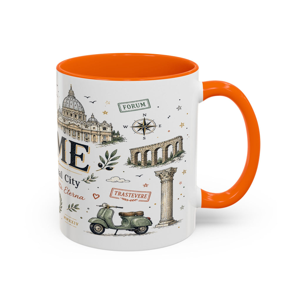 Rome Coffee Mug | Italy Souvenir Travel Gift | Accent Color Ceramic 11oz 15oz
