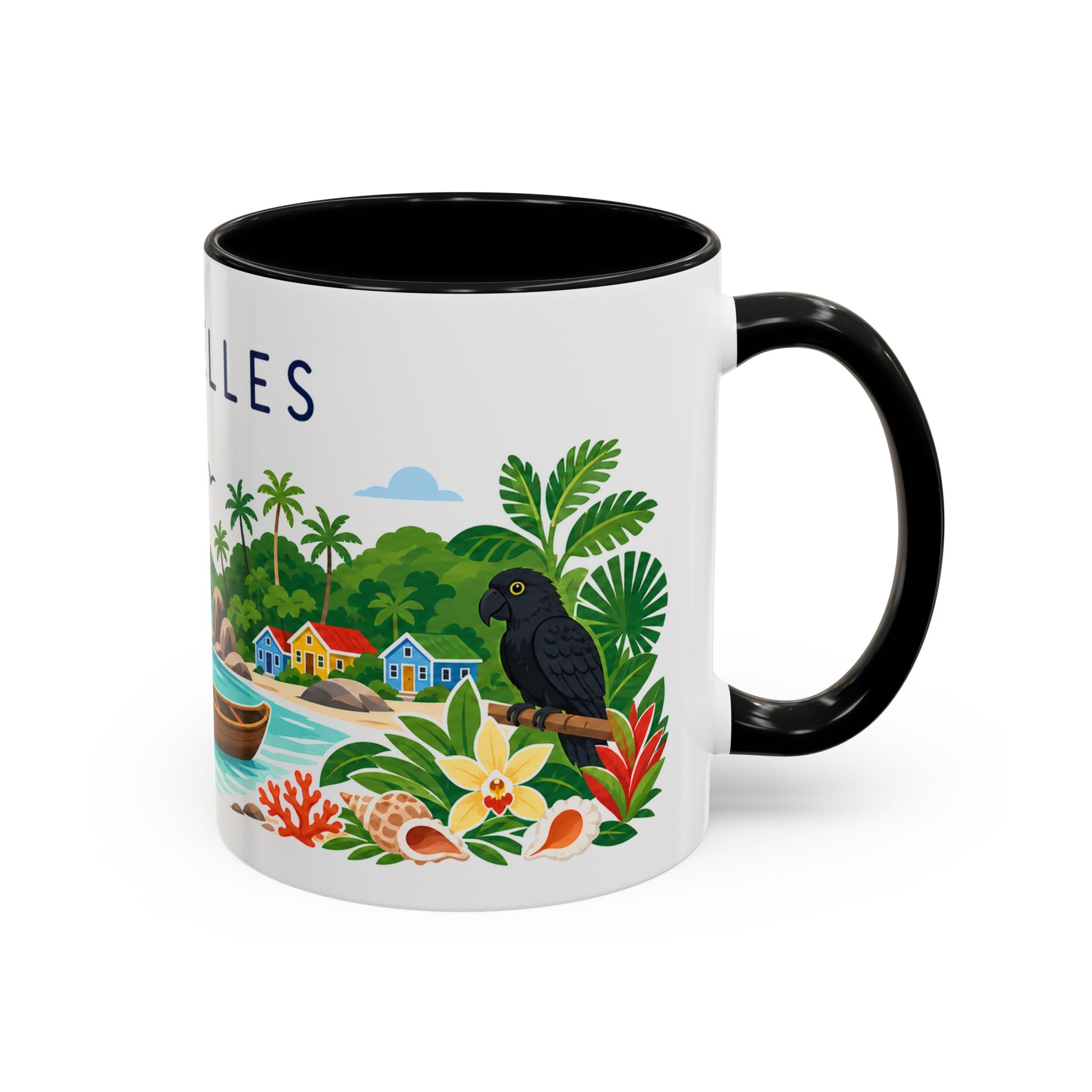 Seychelles Coffee Mug | Travel Destination Souvenir Gift | Accent Color Ceramic 11oz 15oz