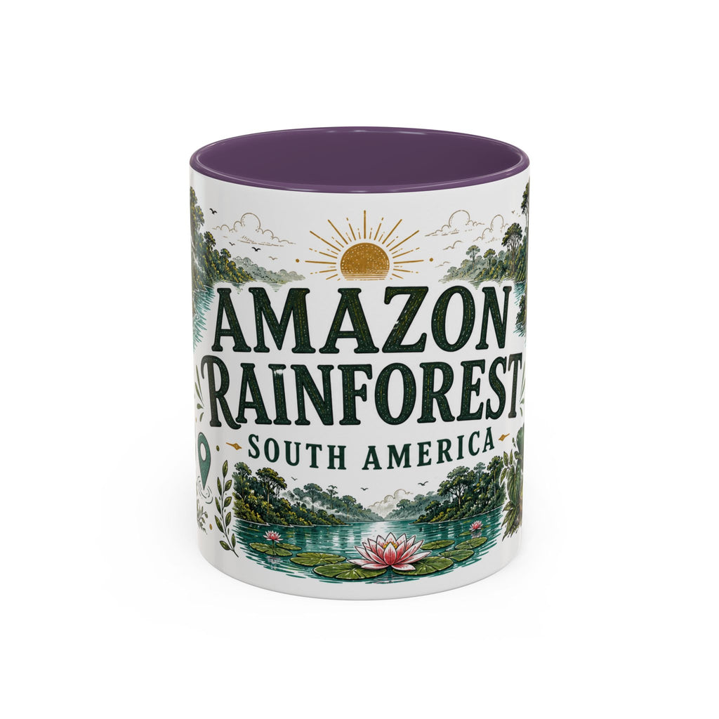 Amazon Rainforest Coffee Mug | Travel Destination Souvenir Gift | Accent Color Ceramic 11oz 15oz