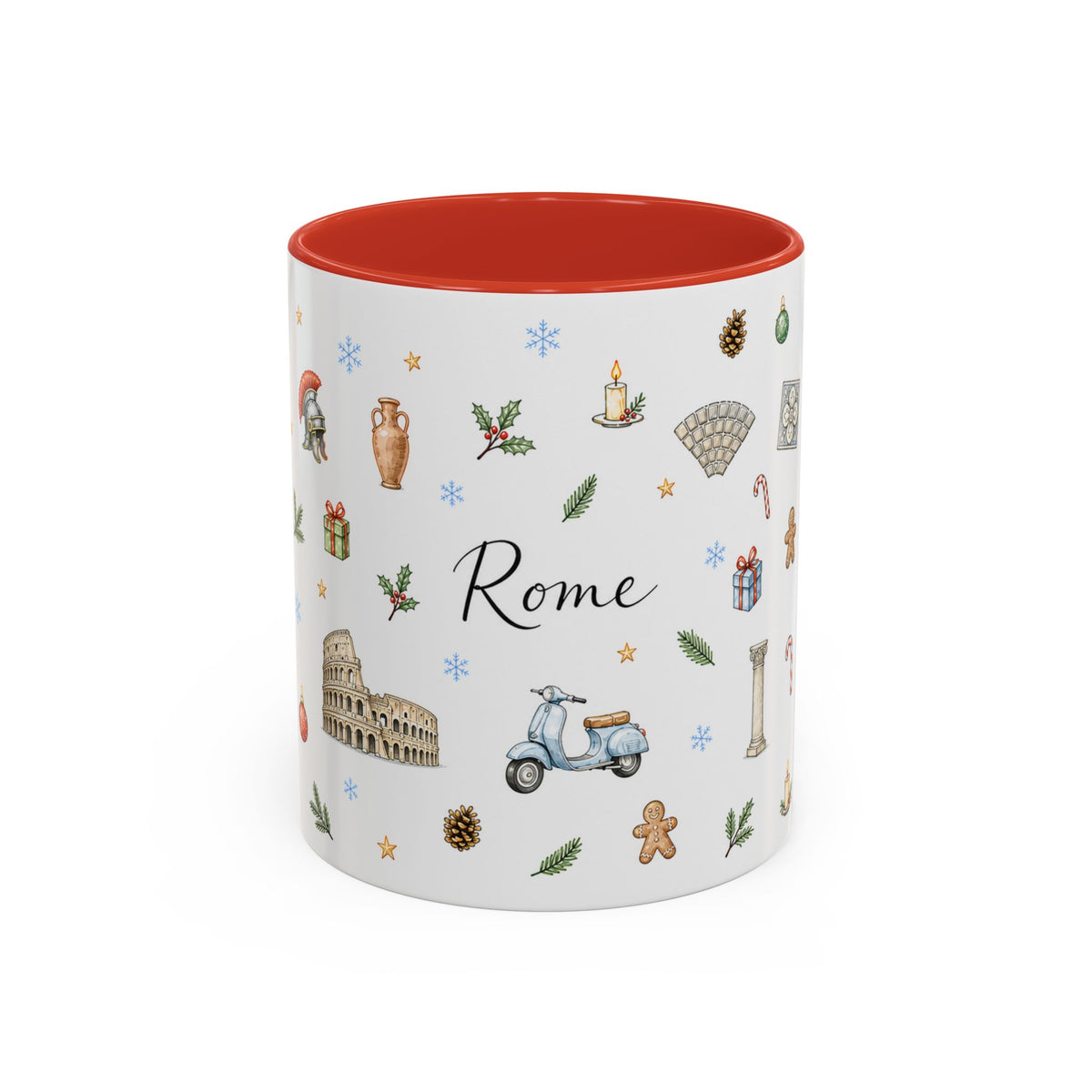 Rome Christmas Mug | Watercolor City Souvenir | Ceramic Coffee Cup