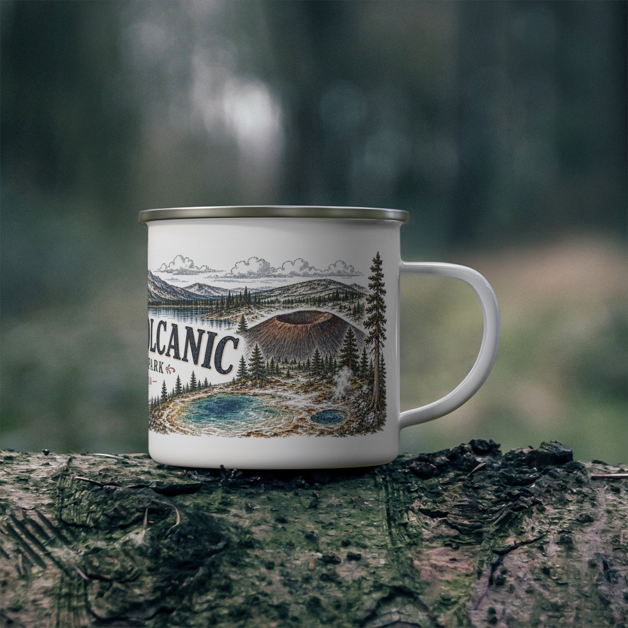 Lassen Volcanic National Park Vintage Enamel Camping Mug | 12oz National Park Hiking Gift