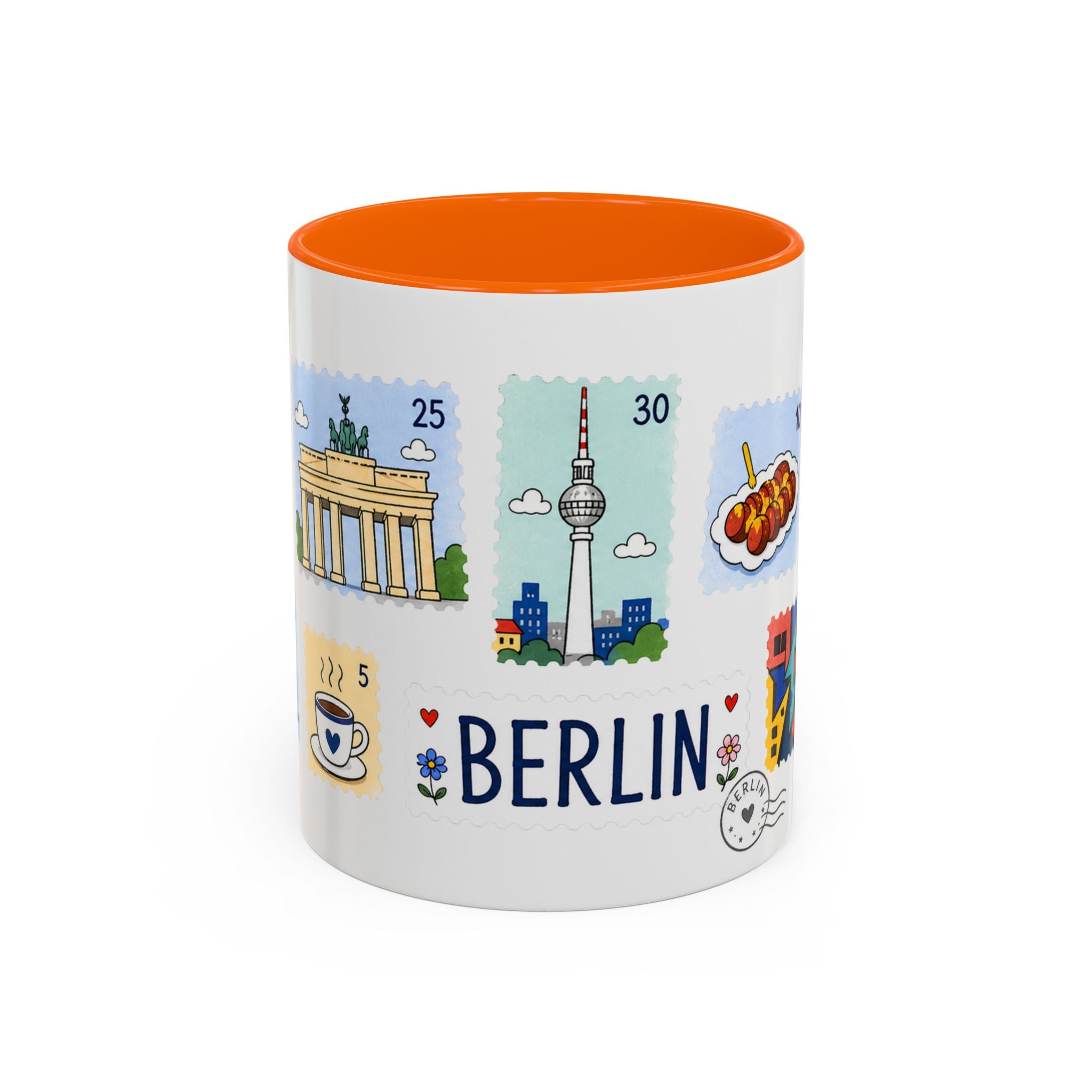 Berlin Coffee Mug | Postage Stamp Collage Mug | Travel Souvenir Accent Cup 11oz 15oz