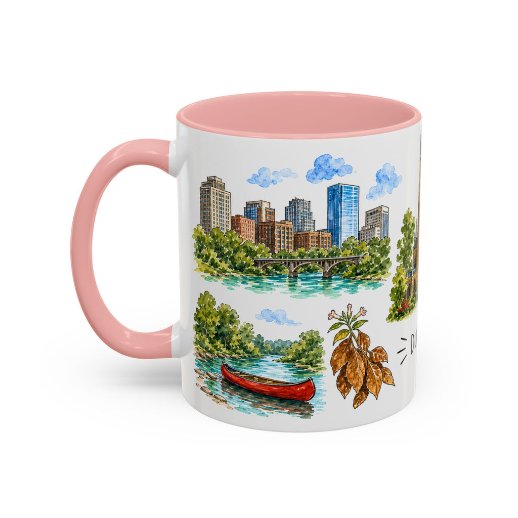 Durham Illustrated Travel Mug | City Souvenir Accent Coffee Mug | 11oz 15oz Ceramic Cup