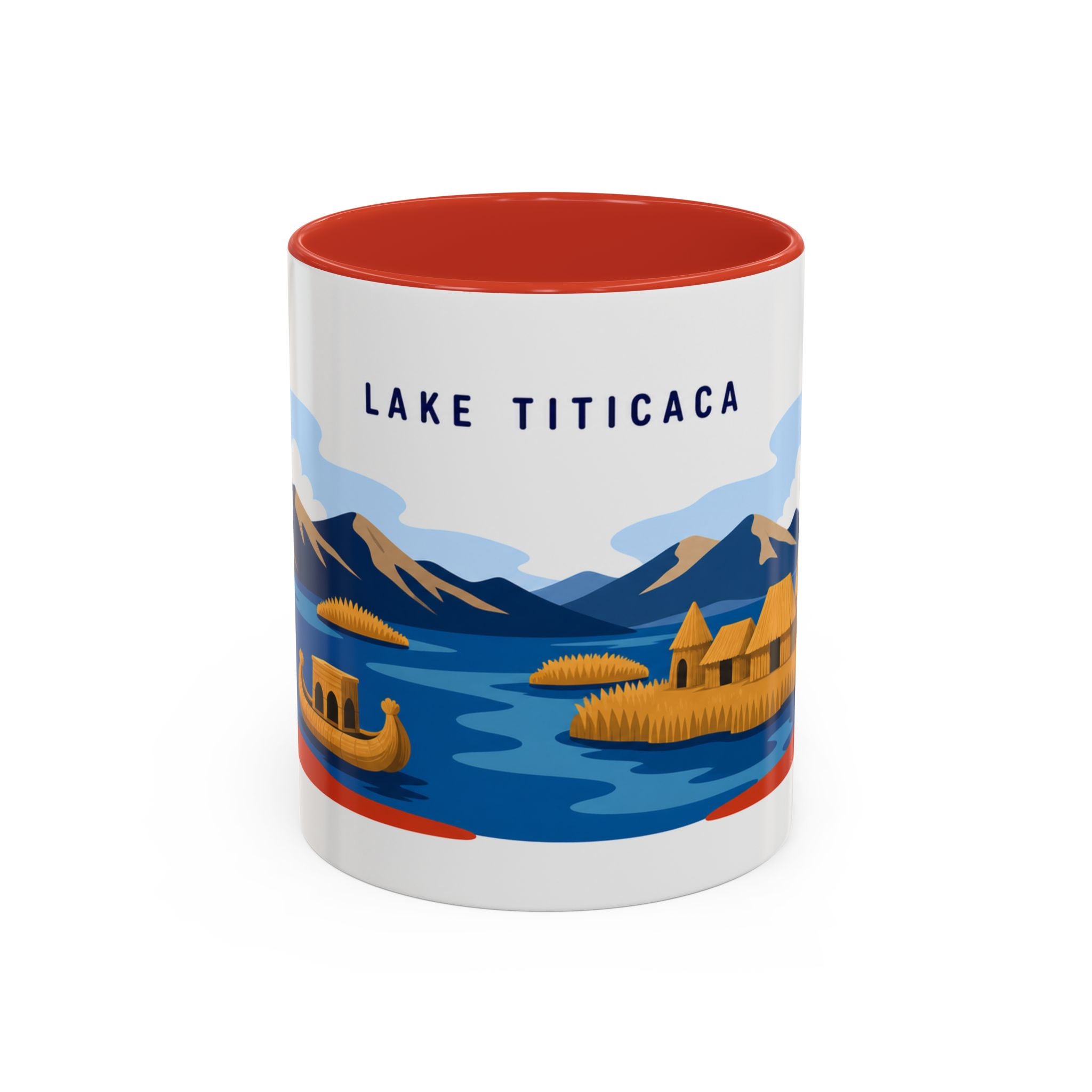 Lake Titicaca Coffee Mug | Travel Destination Souvenir Gift | Accent Color Ceramic 11oz 15oz