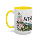 West Virginia State Map Mug | Appalachian Bridge, Rhododendron Accent Coffee Cup