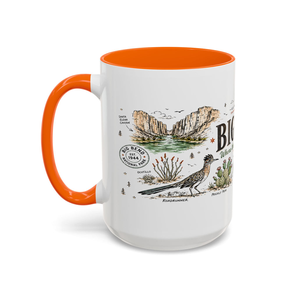 Big Bend National Park Coffee Mug | Texas Desert River Canyon Hiking Gift | Accent Color Ceramic 11oz 15oz