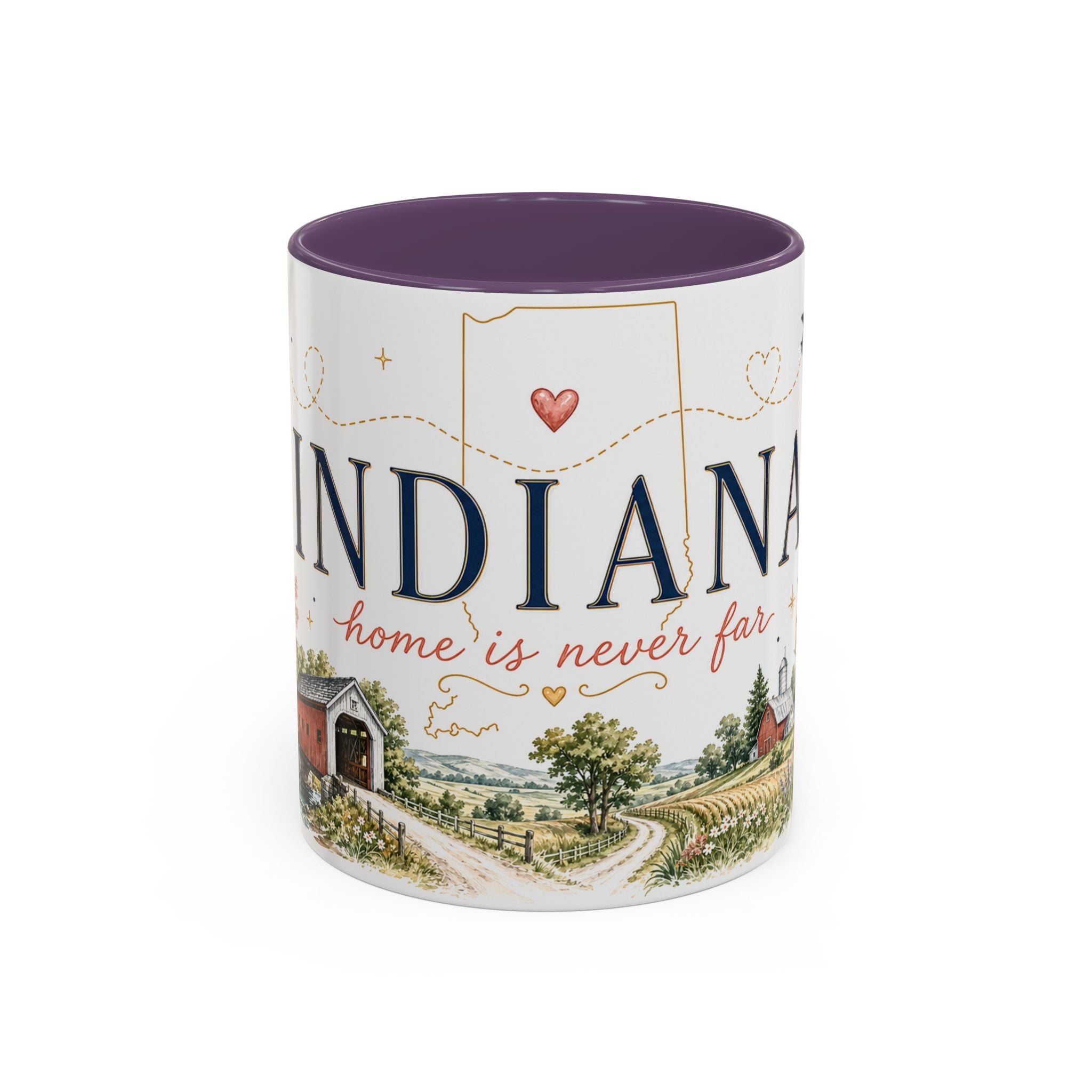 Indiana State Mug | Moving Away, Long Distance Friendship Gift | Botanical Map Accent Cup