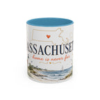 Massachusetts State Map Mug | Coastal Scene, Botanical Accents (11oz, 15oz)
