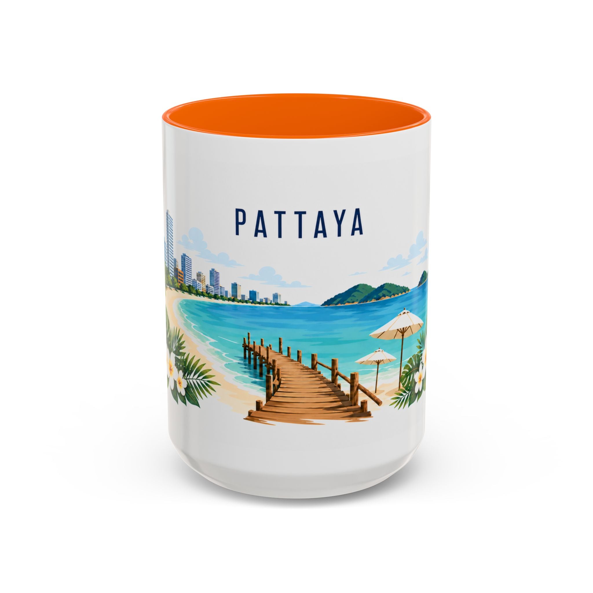 Pattaya Coffee Mug | Thailand Travel Souvenir | Porcelain Decal City Gift | 11oz 15oz Accent Mug